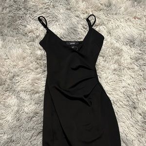 Black V neck wrap dress